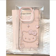 ピンクのハローキティ iPhoneケース Apple 17promax/16pro/15/13/12対応 新型 カートゥーン ソフトケース