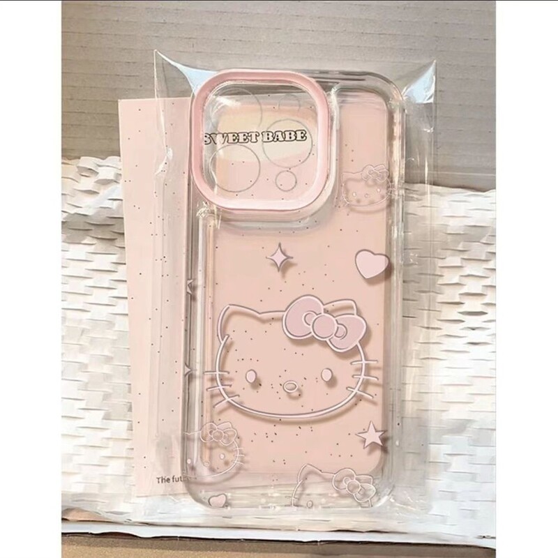Pink Hello Kitty Case Suitable for Apple 17 Pro Max, iPhone 16 Pro/15 New Model, 13 Cartoon, 12 Soft