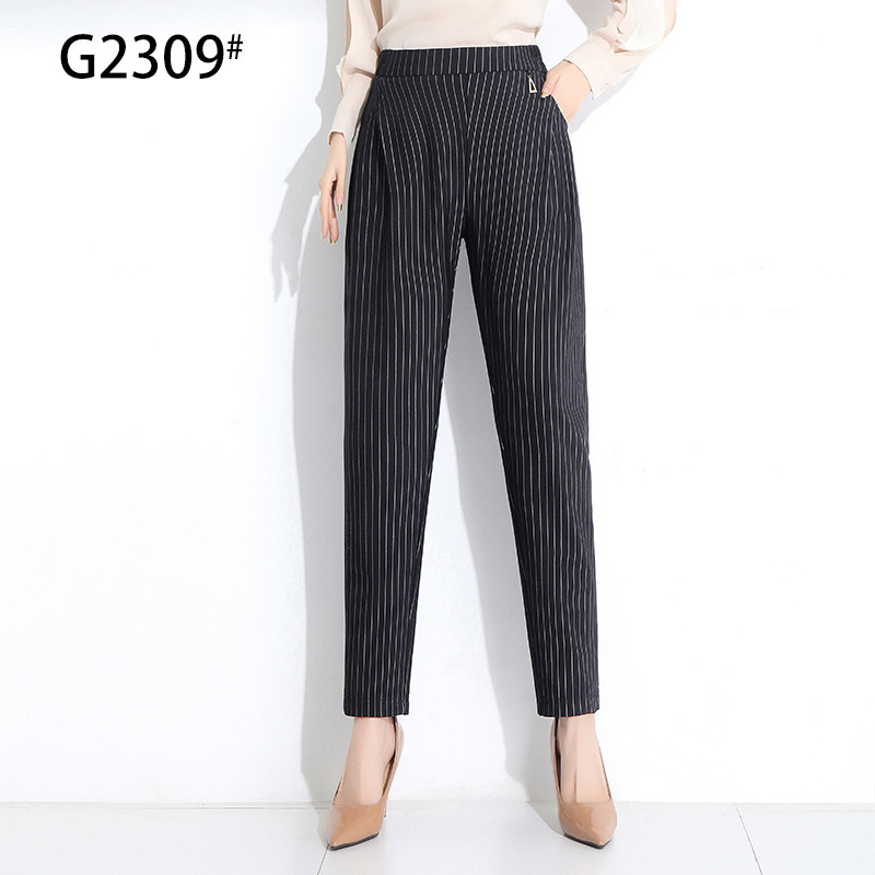 裤子女春秋百搭2023年新款黑色小脚裤高腰弹力休闲西装裤女垂坠感详情25