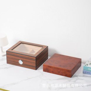 Japanese Wooden Cigar Humidor Sealed Dustproof Cedar Wood Storage Box Transparent Cover Moisturizing Convenient Cigar Wooden Box