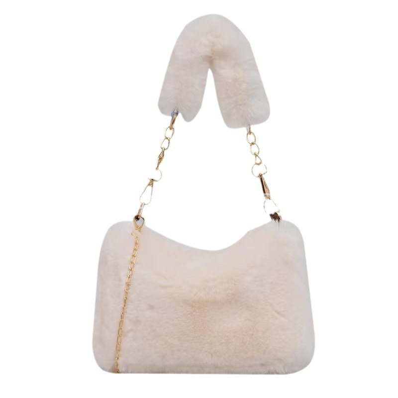 Bolso de la felpa del otoño y del invierno 2023 Nueva Bolsa femenina ins nicho cadena mensajero bolsa de moda pequeña bolsa cuadrada bolsa peludera
