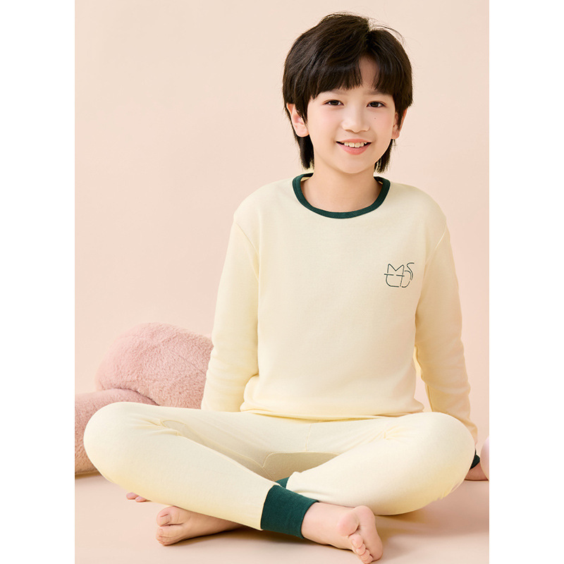 儿童秋衣秋裤纯棉男女童保暖内衣套装青少年打底棉毛衫中小童睡衣|undefined