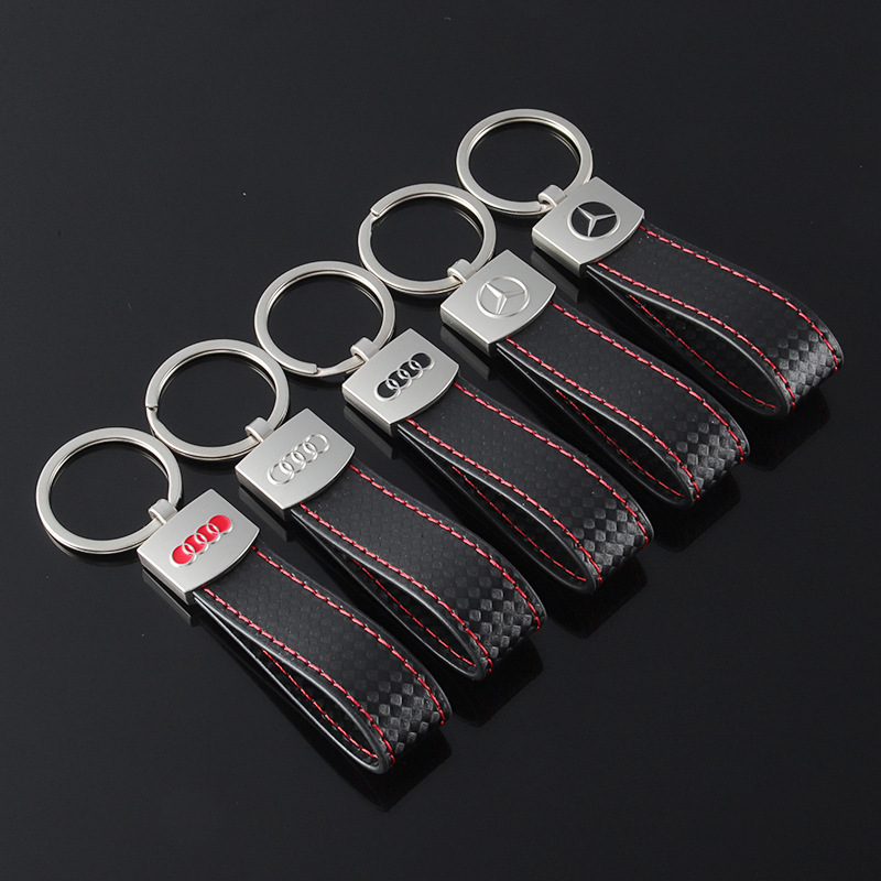 Cross-border Mercedes-Benz Audi car logo car logo leather advertising car metal key ring chain link pendant accessories