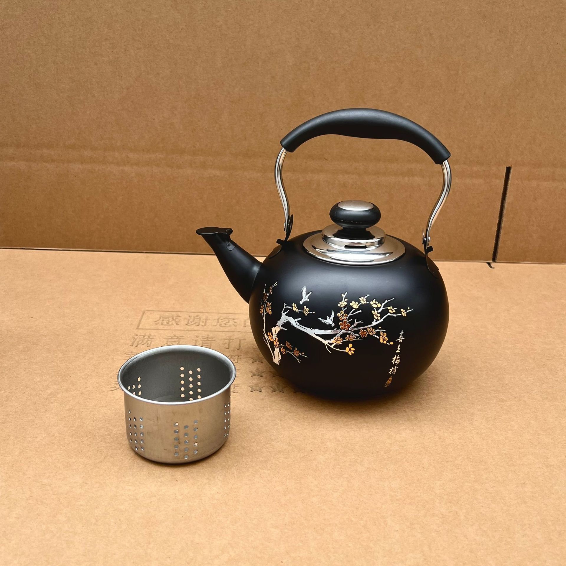 加厚不锈钢餐厅茶壶饭店酒店泡茶壶黑色古典小茶艺壶电磁炉烧水壶