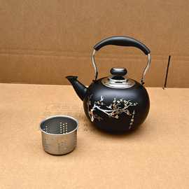加厚不锈钢餐厅茶壶饭店酒店泡茶壶黑色古典小茶艺壶电磁炉烧水壶