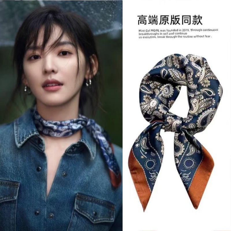 70*70cm新款丝巾女士时尚百搭高级感70方巾韩版春秋复古护颈领巾|undefined