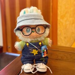 Labubu オーバーオール ベビー服セット 17 センチメートル Labubu マカロントレンディクールでハンサムなビニール人形の服