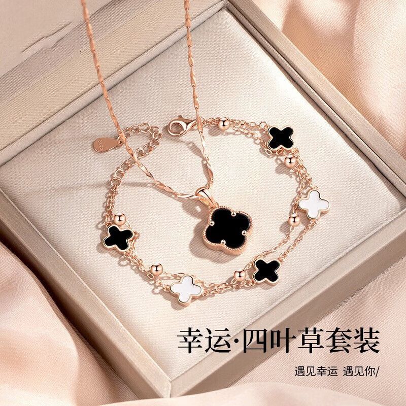 四叶草999纯银项链女士2025新款爆款轻奢七夕生日礼物送女友老婆