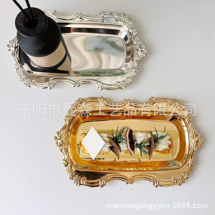 Rectangular de estilo europeo bandeja de merienda de frutas secas decoración de la Mesa Hotel servilleta toalla plato joyería bandeja de almacenamiento