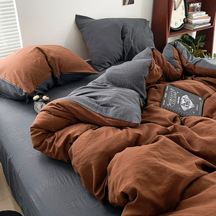 Casual Pure Color Quilt Cover Single Piece Washed Cotton Non-Pure Cotton Single 150*200 Quilt Cover Sheet 200*230