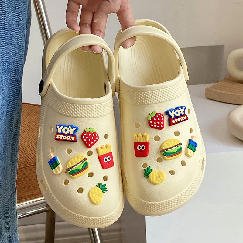 Hole Shoes Female Nurse EVA Cartoon Hamburger Cute Thick Sole Sandals Toe Sandals Outerwear Summer Beach Shoes