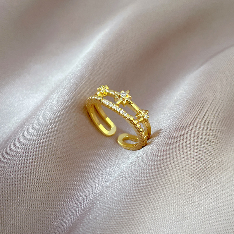 Light Luxury Diamond Starburst Adjustable Ring For Couples_voghion.com