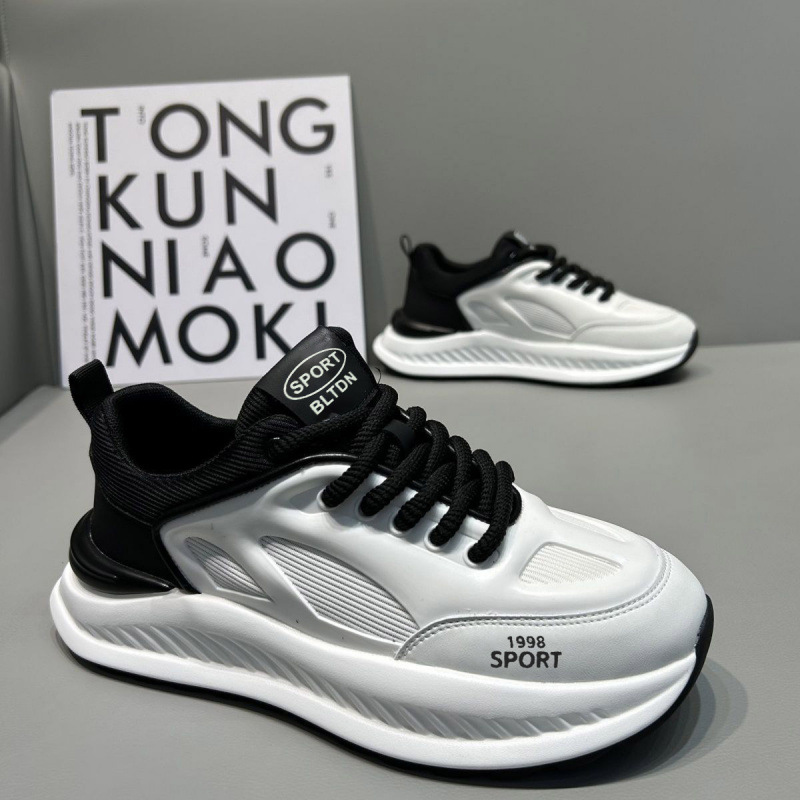 2025 primavera nuevo estilo aumento de suela gruesa zapatos blancos tendencia de dopamina zapatos casuales de papá de alto valor transfronterizo