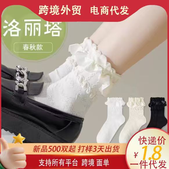 Lolita White Lace Socks for Women, Summer Thin Mid-Tube Japanese Ballet Style Mesh Princess Socks Lolita White Lace Socks for Women, Summer Thin Mid-Tube Japanese Ballet Style Mesh Princess Socks