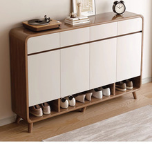 鞋柜家用门口入户玄关柜一体室内储物柜子2024新款爆款实木色鞋架