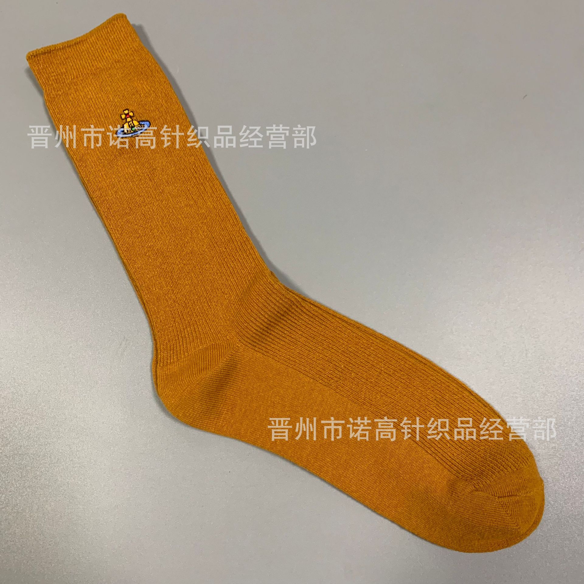 Calcetines japonesas bordadas Saturno rodilla sobre rodilla calcetines sólidas escolares de doble aguja peinadas calcetines de algodón