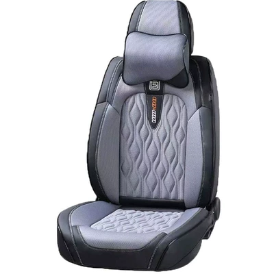 Nappa Leather, Fully Enclosed, Perforated and – Universal seat cover - black-gray-the-whole-car-has-five-seats-and-a-pair-of-headrests