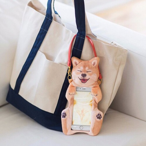Shiba Inu Smiling Touch Screen Mobile Phone Bag Creative Cute Belly Revealed Convenient Mobile Phone Bag Travel Waterproof Mobile Phone Case