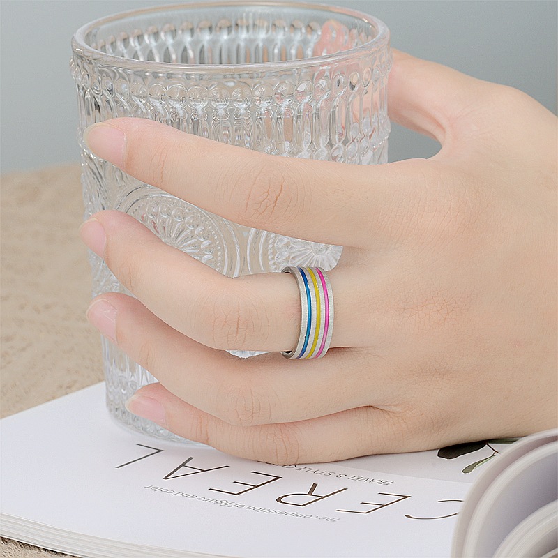 Fashion Stripe Titanium Steel Rings