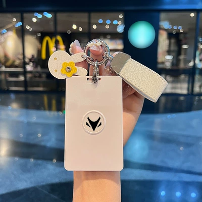 Models Baic Arcfox Arcfox Nfc – Car key bag - pearl-white-rabbit-lanyard