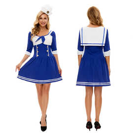 欧美万圣节派对角色扮演装扮女警蓝色海军装水手服装派对DS演出服