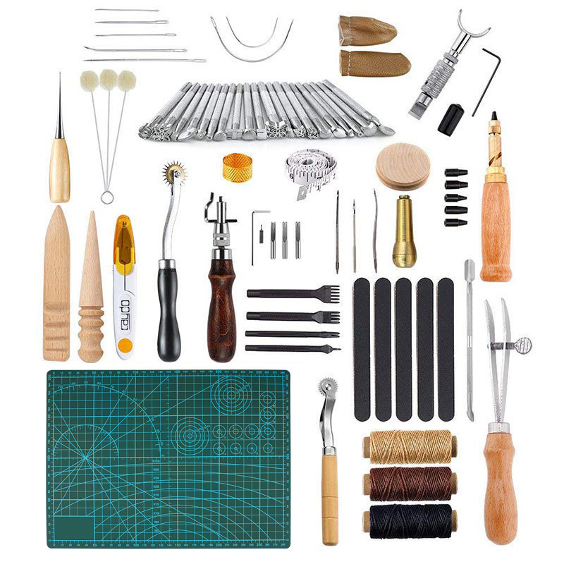 皮革工具套装50件套手工皮具手缝组套件DIY皮革手工皮艺套装13款