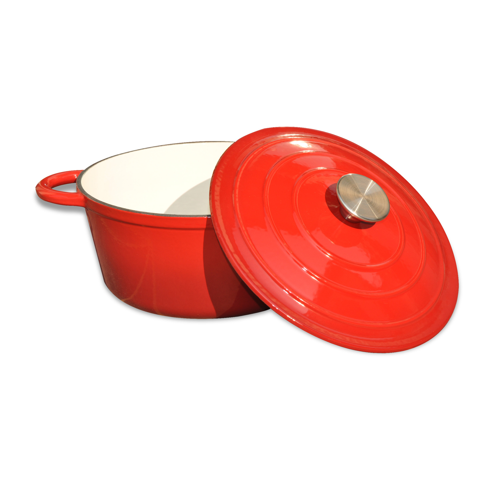 Chinese factory red round practical cast iron enamel pot soup pot housewarming gift souvenir with logo