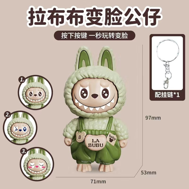 跨境爆款拉布布变脸公仔儿童潮玩摆件娃娃钥匙扣挂件解压玩具批发|undefined