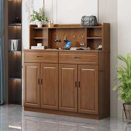 客厅中式实木鞋柜玄关柜墙柜小户型高低柜高矮酒柜收纳储物柜边柜