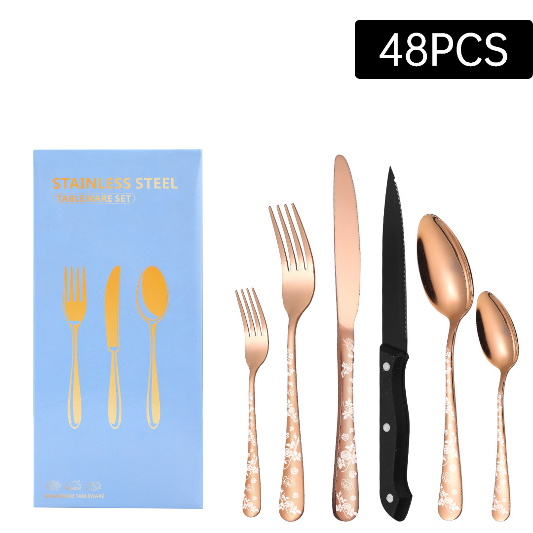 로즈 골드 48 개 세트 (블랙 나이프)