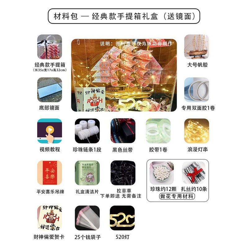 一帆风顺有钱花礼盒帆船diy男生日礼物520送老公男士男友惊喜实用|undefined