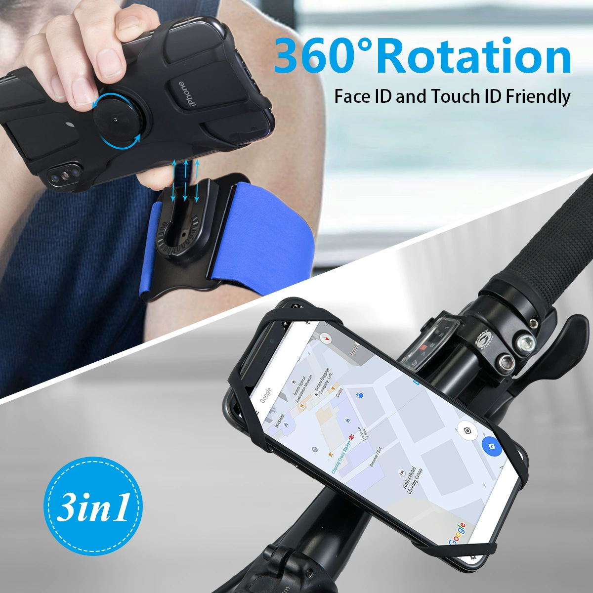 Rotating Running Sports Mobile Phone Arm Wrist Band Mobile Phone Arm Set Arm Bag Men's and Women's Wrist Bag Arm Bag Bicycle Bracket F