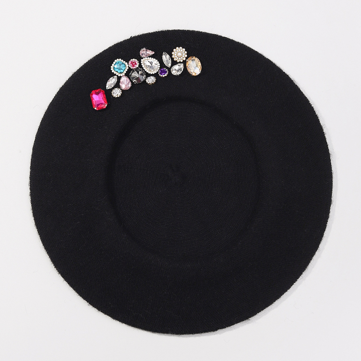 Unisex Neue Herbst- und Wintermütze aus Wolle für Malerinnen, koreanische Version des vielseitigen Hutes mit Strass-Baskenmütze, modischer achteckiger Hut, trendiger Hut_voghion.com