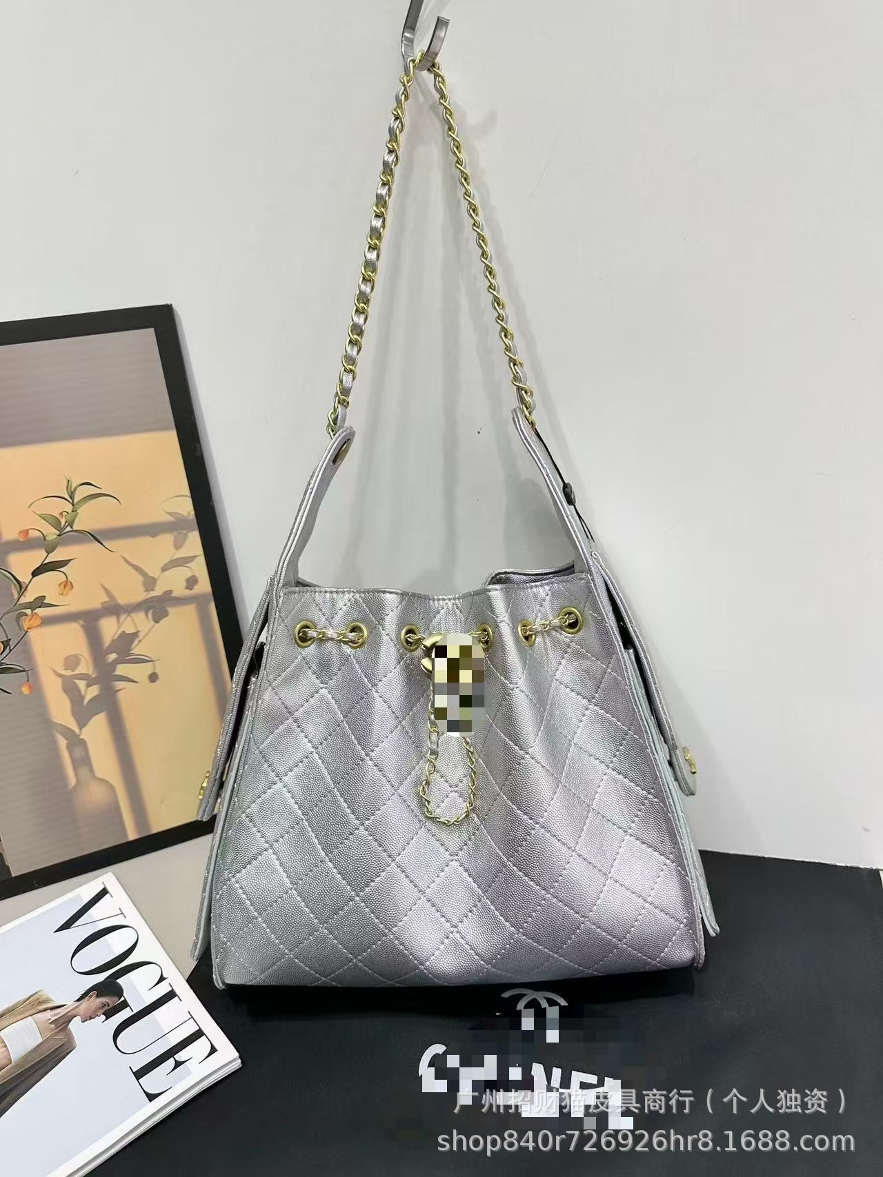 25bag New Suede Quilted Chain Bucket Bag For Women Drawstring Shoulder Crossbody Bag Fashion Retro Underarm Bag - Thumbnail 8