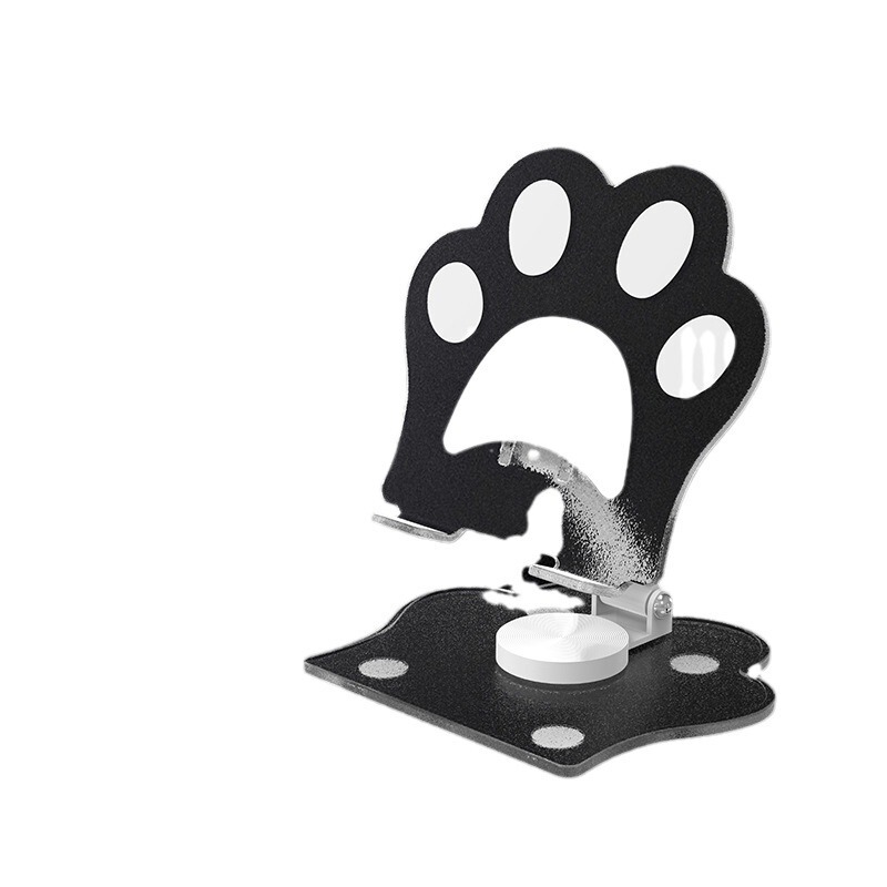 携帯電話ホルダーアクリルデスクトップホルダー漫画猫の爪透明クリエイティブタブレットサポートポータブル 360 度回転|undefined