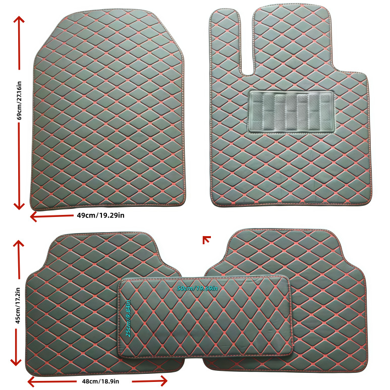 Right-hand drive universal car floor mats, available on Temu, Amazon, and eBay for cross-border sales; a five-piece PU leather car floor mat set