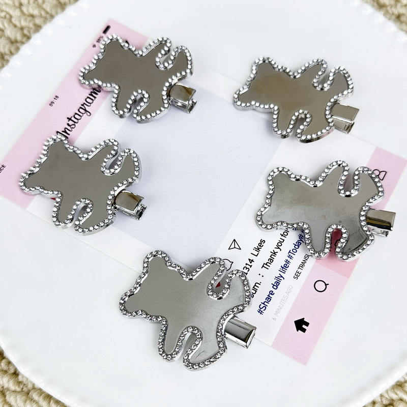 批发手工DIY饰品发夹水钻小熊一字夹边夹高级感刘海夹碎发鸭嘴夹|undefined
