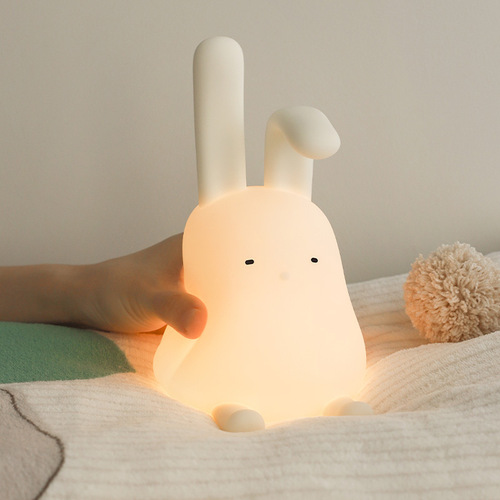 Fold-eared Rabbit Night Light USB Rechargeable Dimming Pat Lamp Children's Creative Gift Bedside Timing Pat Silicone Lamp