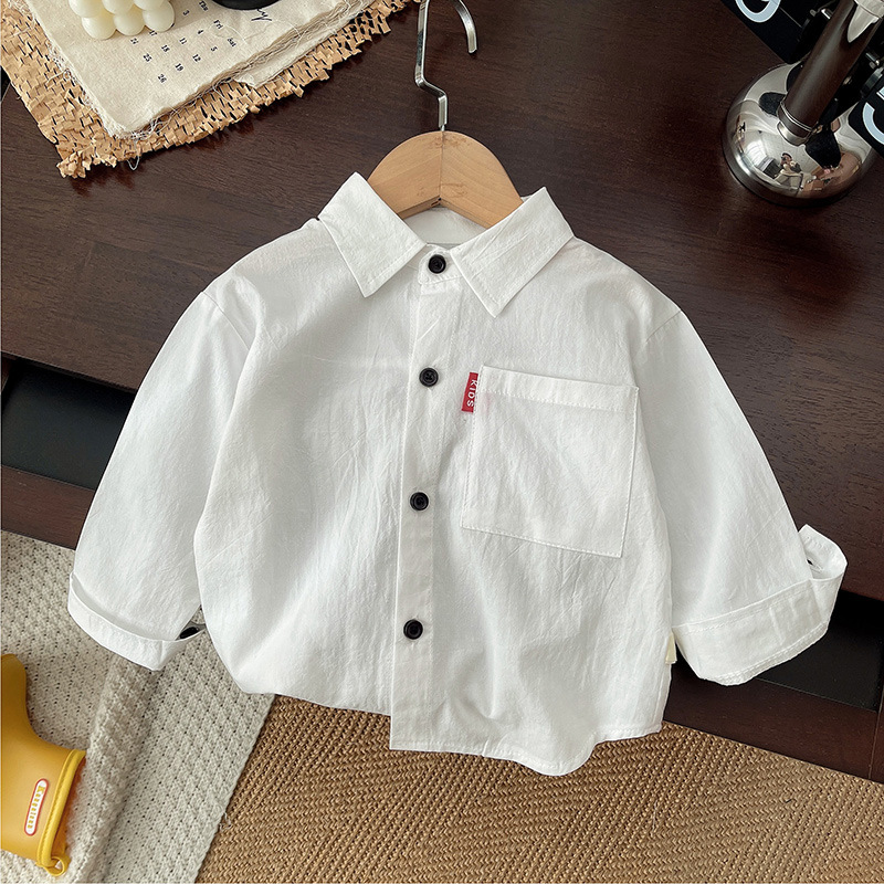 Camisas coreanas para niños 2025, nuevo otoño impresión de letras para niños camisa de manga larga, camisa de primavera, camisa casual, camisa