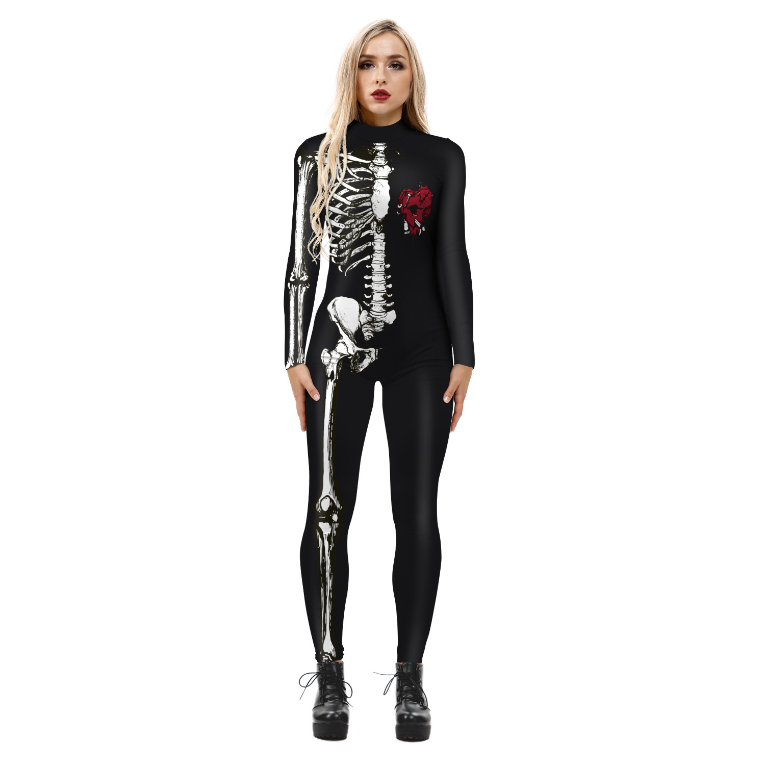 Mono de leotardo con estampado digital de esqueleto de Halloween para mujer nihaostyles al por mayor disfraces de halloween NSMID78946