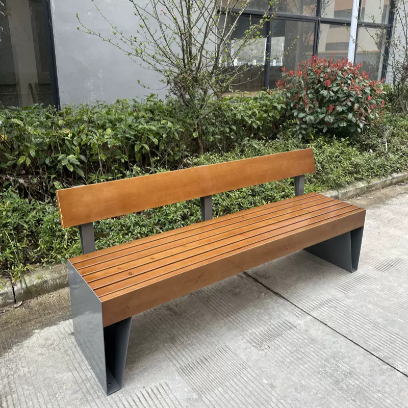 出口实木户外长椅简约双人靠背公园坐凳休闲室外椅休闲户外椅