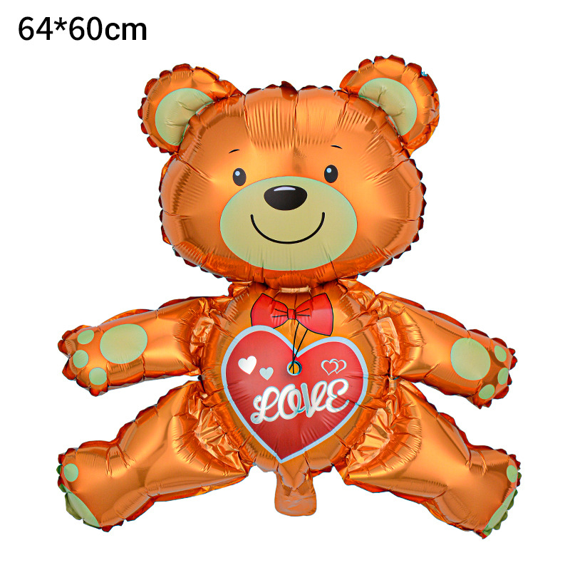 Decoración de San Valentín de Amazon, globo en forma de corazón, oso de dibujos animados, corazón de amor unido, globo de San Valentín, globo de aluminio