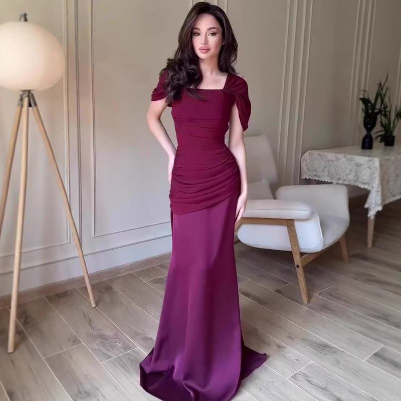 Women's Short-Sleeved Long Dress, Noble and Elegant, Fashionable Dress, European and American Style, Gorgeous Spring Collection, Cross-Border 2025 New Model, Amazon Women's Short-Sleeved Long Dress, Noble and Elegant, Fashionable Dress, European and American Style, Gorgeous Spring Collection, Cross-Border 2025 New Model, Amazon