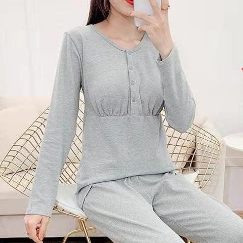 2026新款棉加厚棉毛前孕妇扣长袖哺乳衣保暖舒月子服棉月子服跨境
