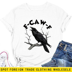 Amazon ebay 独立したステーションファッショナブルな個性楽しいレディース f-caw-f ラウンドネック半袖 Tシャツボトリングシャツ外国貿易