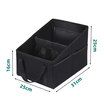 Cross-border New Car Seat Storage Box Large Capacity Foldable Storage Box Multi-function Toolbox Car Supplies (Car storage bag/box) - black-253125cm