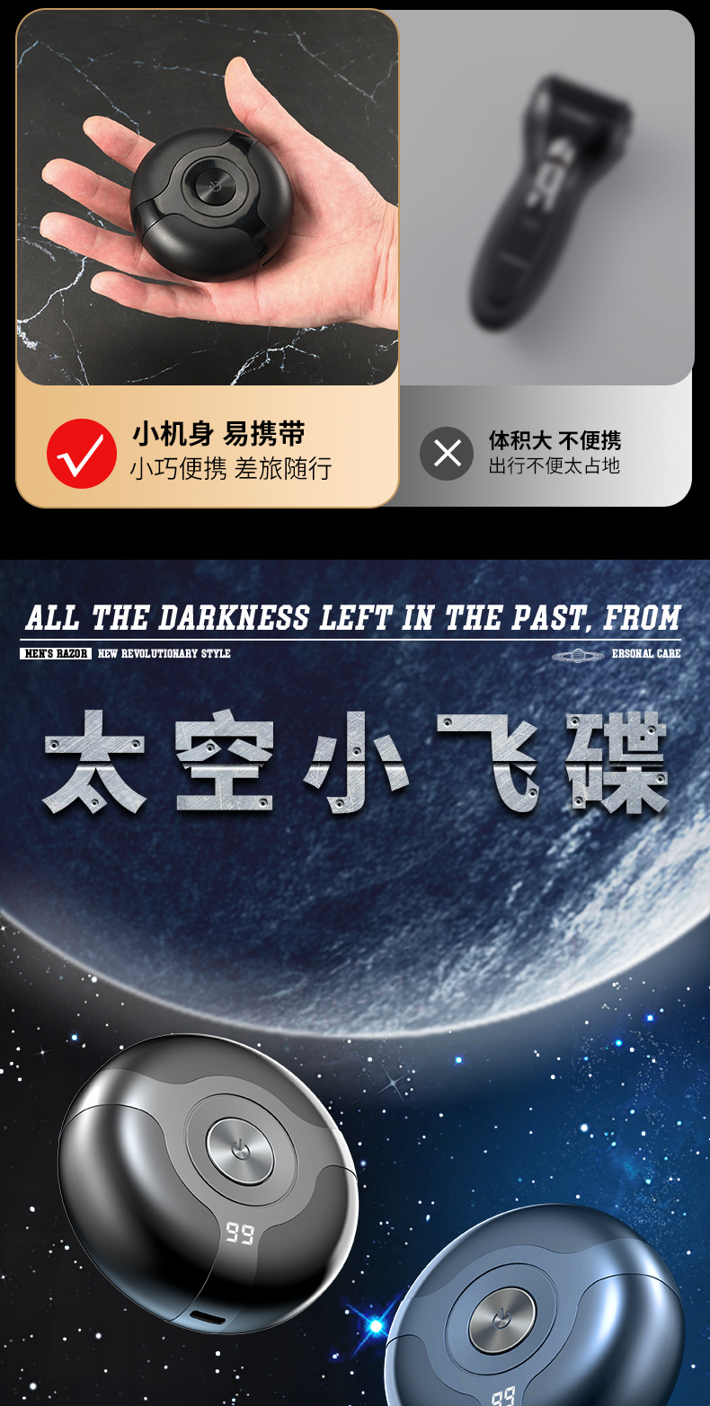 Description Picture 2 of itemXIAOMI Youpin Komingdon Electric Rotary Shaver Two Floating Heads Waterproof Shaver USB Rechargeable Steel Razor for Men G2