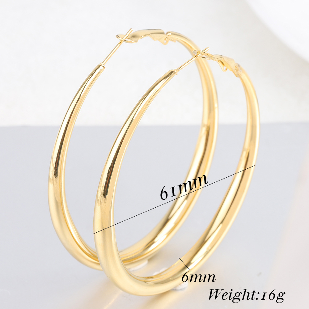 1 Pair Simple Style Solid Color Plating Titanium Steel Gold Plated Earrings display picture 1