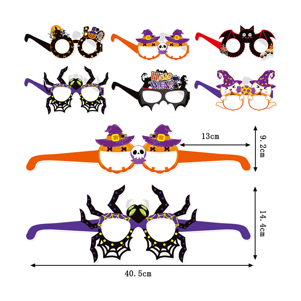 Cruzar la frontera nueva decoración de Halloween gafas de papel fantasma fiesta Festival divertido foto apoyos calabaza gafas de araña