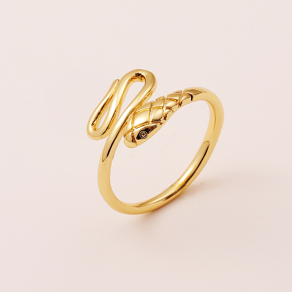 Bague Fine Ouverte En Forme De Serpent En Or Véritable Plaqué Cuivre Simple En Gros display picture 1